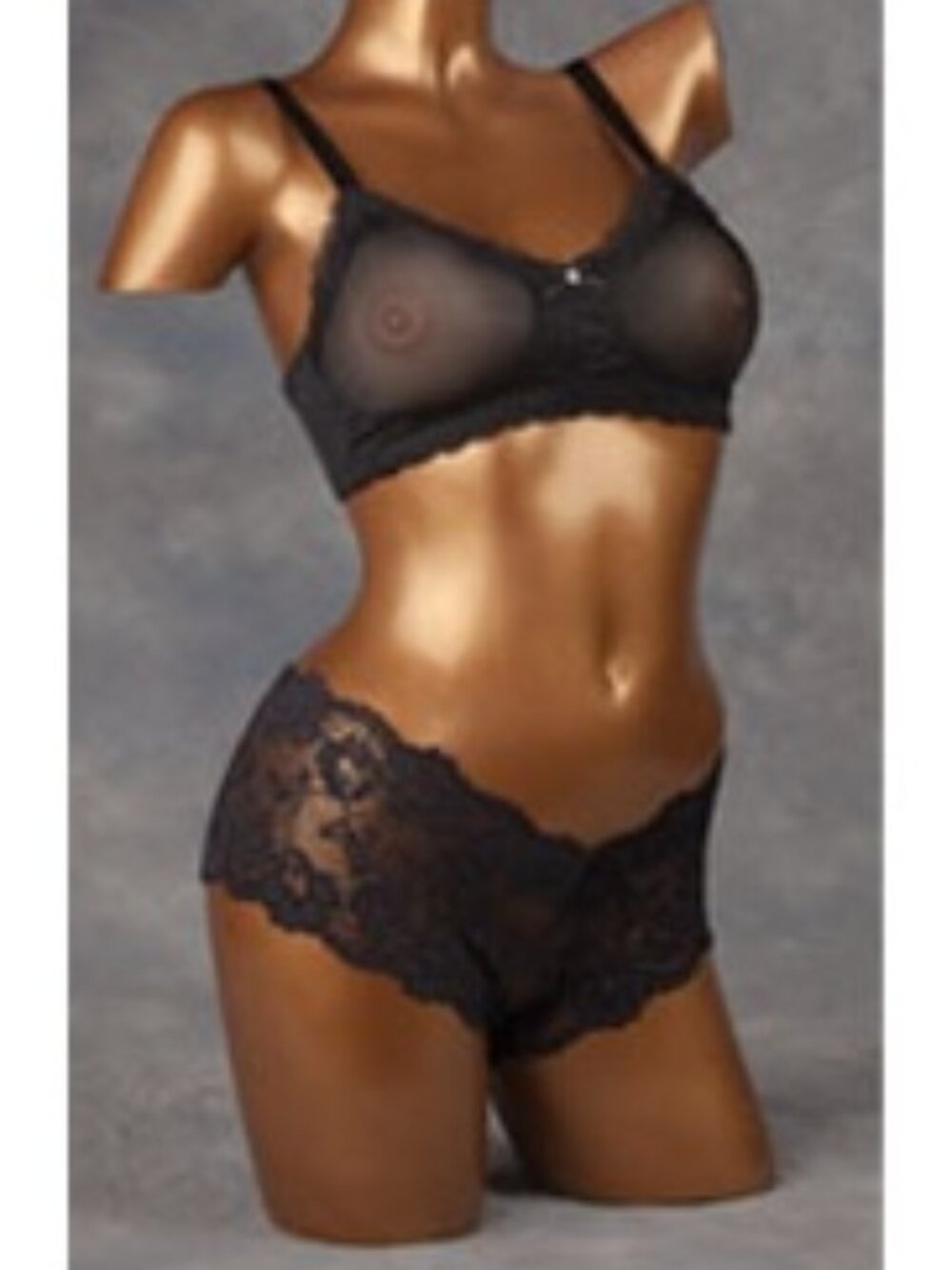 Transform See-Thru Bra & Panty Set Crossdresser Breast Forms Black Large